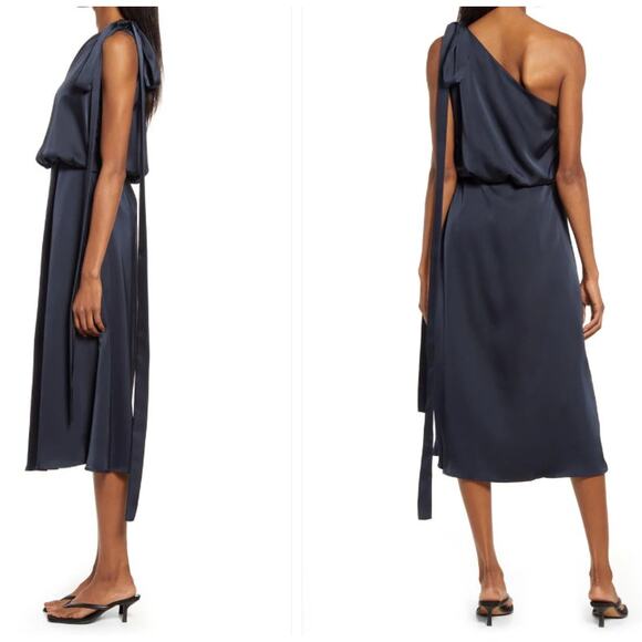 AMY LYNN GEMMA AL2819 WOMEN'S NAVY BLUE ELEGANT MIDI DRESS - SIZE SMALL (NWT) - Picture 2 of 11